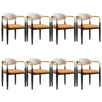 Curved Metal Legs Faux Leather Armrest Dining Chair