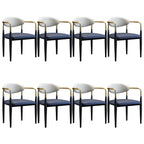 Curved Metal Legs Faux Leather Armrest Dining Chair