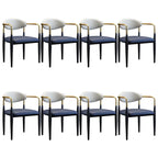 Curved Metal Legs Faux Leather Armrest Dining Chair