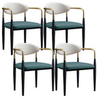 Curved Metal Legs Faux Leather Armrest Dining Chair