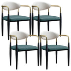 Curved Metal Legs Faux Leather Armrest Dining Chair