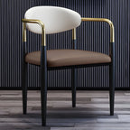 Curved Metal Legs Faux Leather Armrest Dining Chair