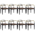 Curved Metal Legs Faux Leather Armrest Dining Chair