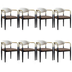 Curved Metal Legs Faux Leather Armrest Dining Chair