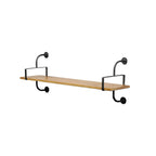 Simple 2-Tier Wood Metal Wall-Mounted Bookcase