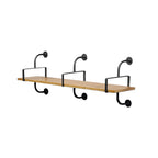 Simple 2-Tier Wood Metal Wall-Mounted Bookcase