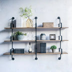 Simple 2-Tier Wood Metal Wall-Mounted Bookcase