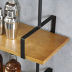 Simple 2-Tier Wood Metal Wall-Mounted Bookcase