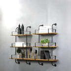 Simple 2-Tier Wood Metal Wall-Mounted Bookcase