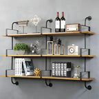 Simple 2-Tier Wood Metal Wall-Mounted Bookcase