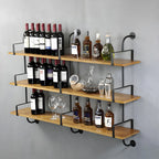 Simple 2-Tier Wood Metal Wall-Mounted Bookcase