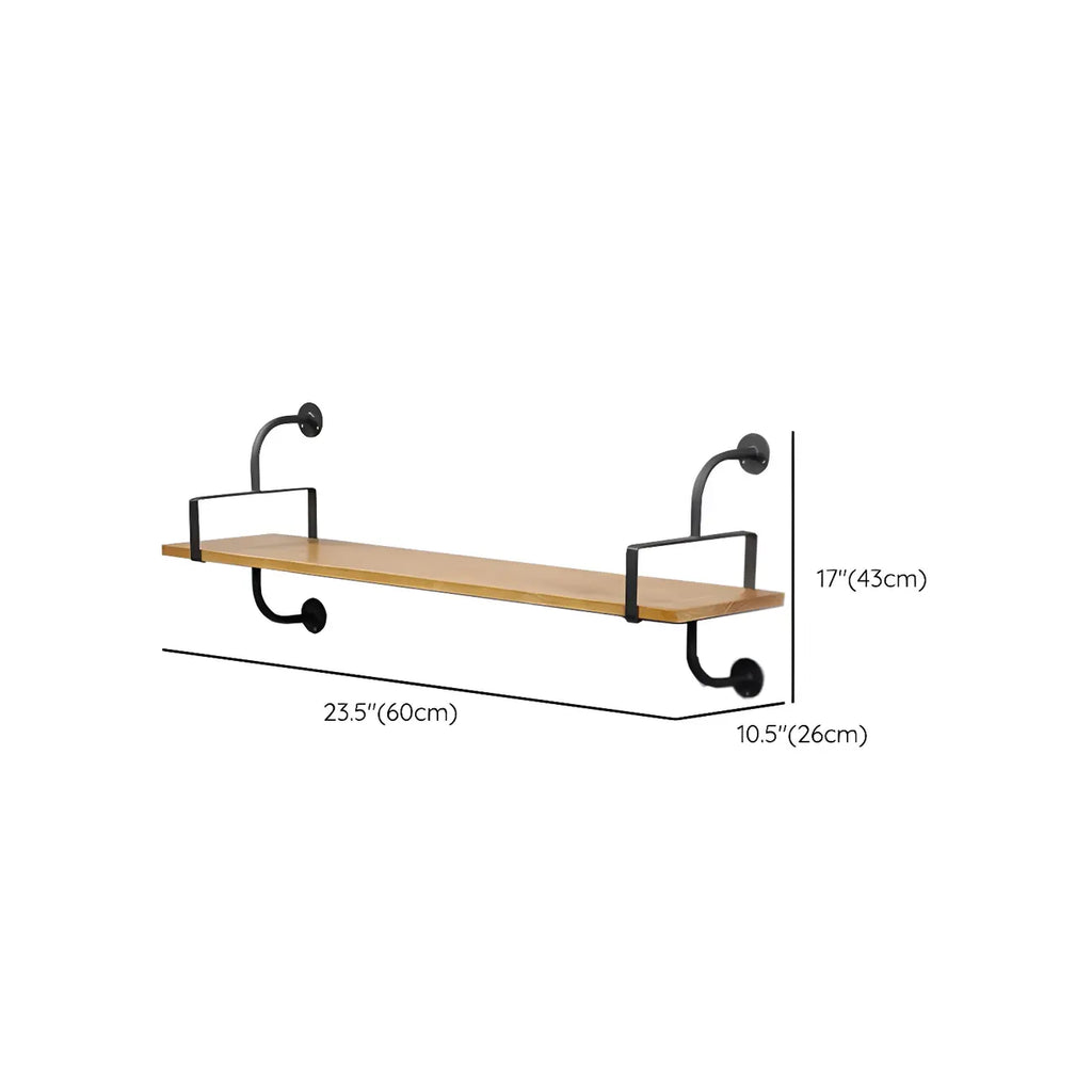 Simple 2-Tier Wood Metal Wall-Mounted Bookcase