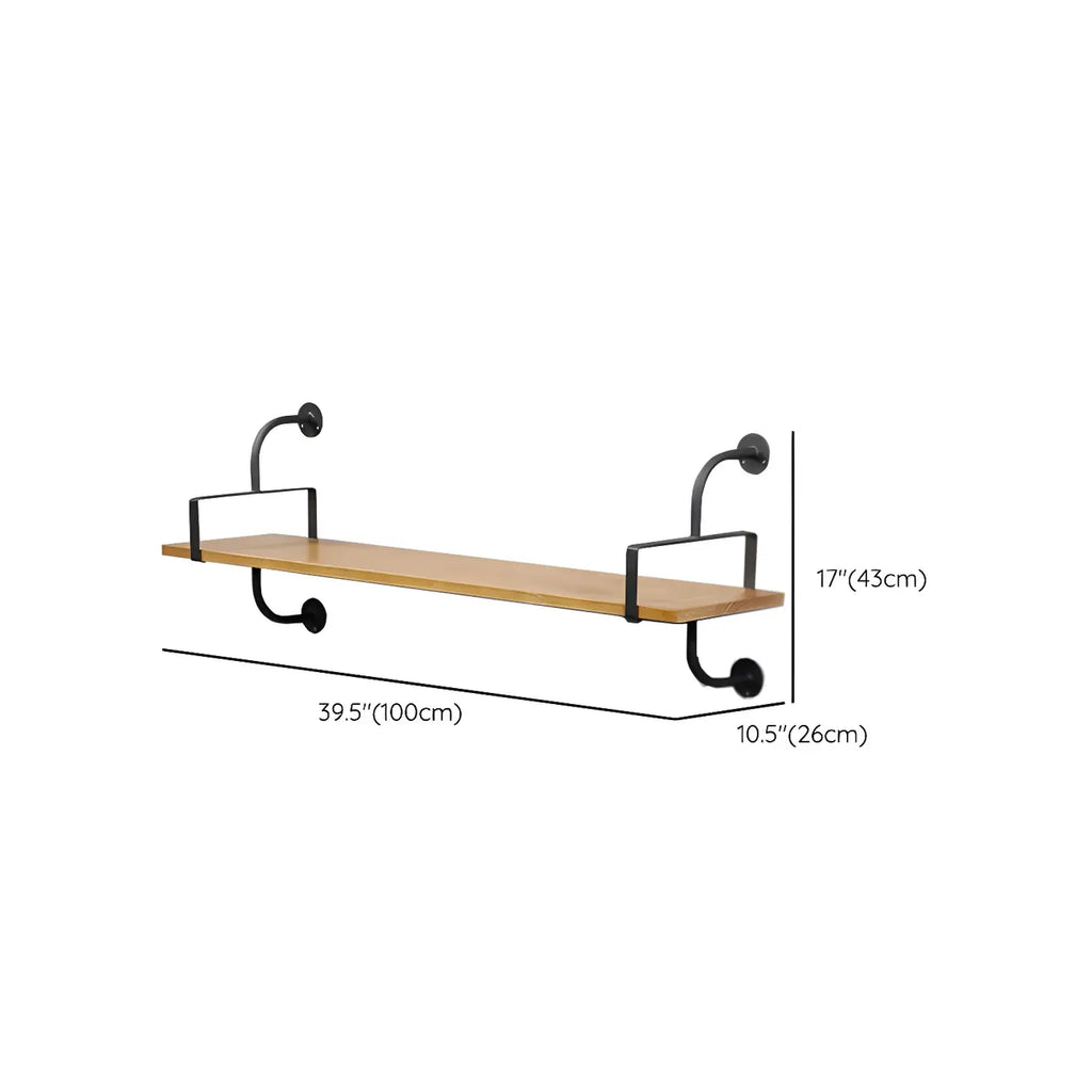 Simple 2-Tier Wood Metal Wall-Mounted Bookcase