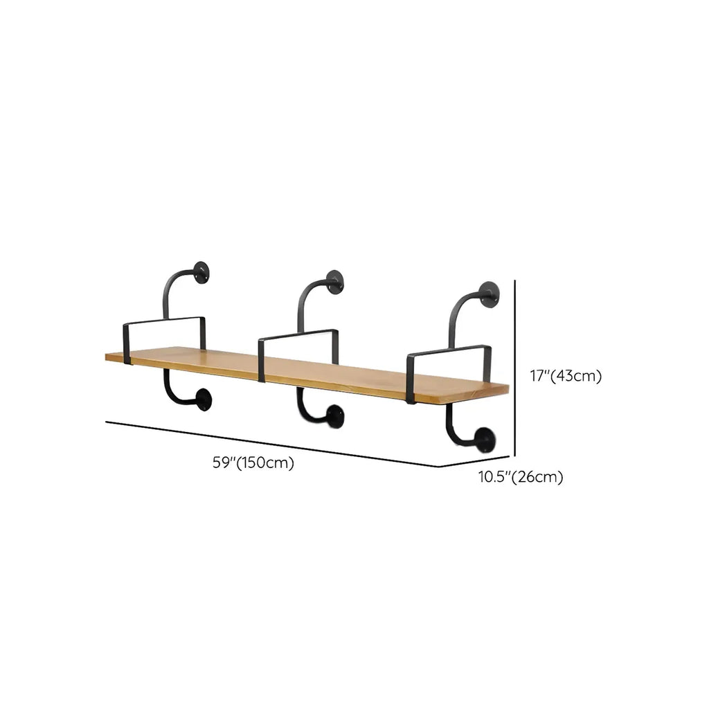 Simple 2-Tier Wood Metal Wall-Mounted Bookcase