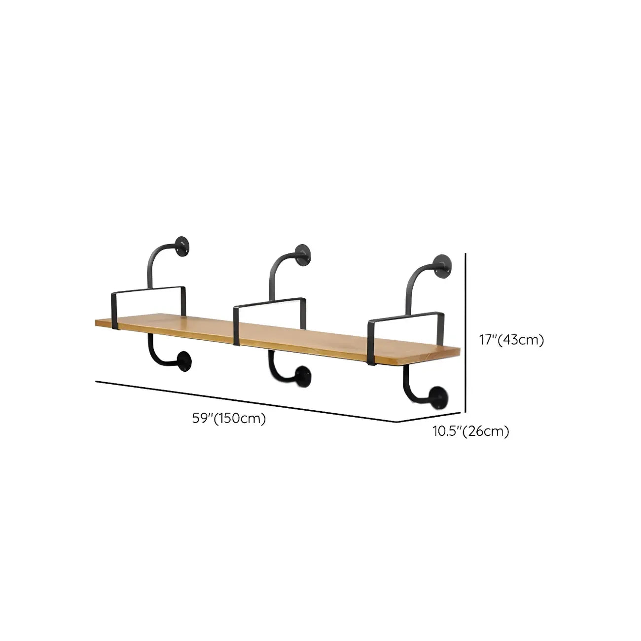 Simple 2-Tier Wood Metal Wall-Mounted Bookcase