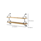 Simple 2-Tier Wood Metal Wall-Mounted Bookcase