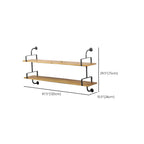 Simple 2-Tier Wood Metal Wall-Mounted Bookcase