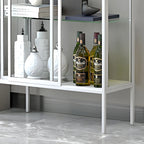 Black Metal Frame Glass Shelves Curio Cabinet