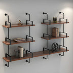 Industrial Wide 3-Tier Wooden Floating Bookcase