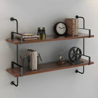 Industrial Wide 3-Tier Wooden Floating Bookcase
