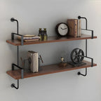 Industrial Wide 3-Tier Wooden Floating Bookcase