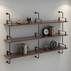 Industrial Wide 3-Tier Wooden Floating Bookcase