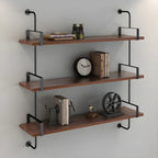 Industrial Wide 3-Tier Wooden Floating Bookcase