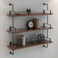 Industrial Wide 3-Tier Wooden Floating Bookcase