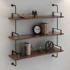 Industrial Wide 3-Tier Wooden Floating Bookcase
