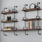 Industrial Wide 3-Tier Wooden Floating Bookcase