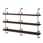 Industrial Wide 3-Tier Wooden Floating Bookcase