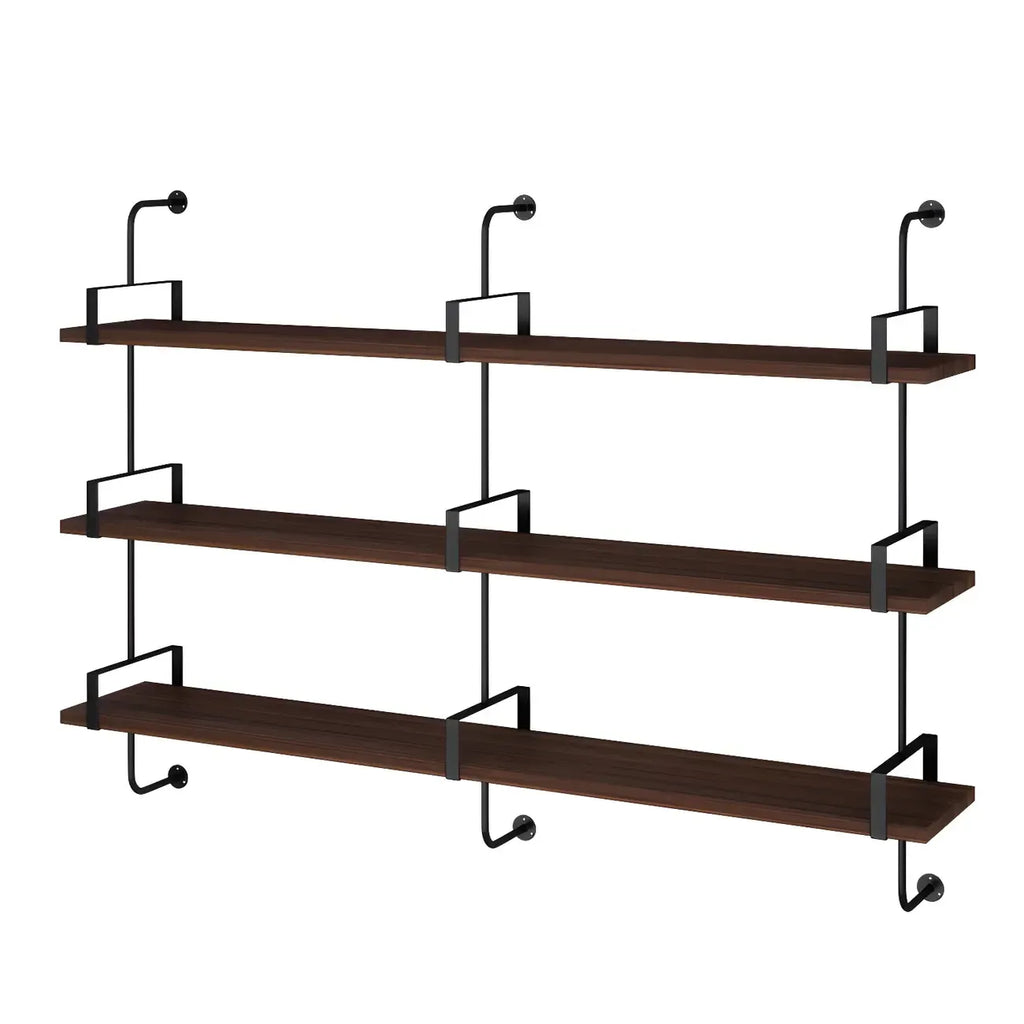 Industrial Wide 3-Tier Wooden Floating Bookcase
