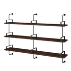 Industrial Wide 3-Tier Wooden Floating Bookcase