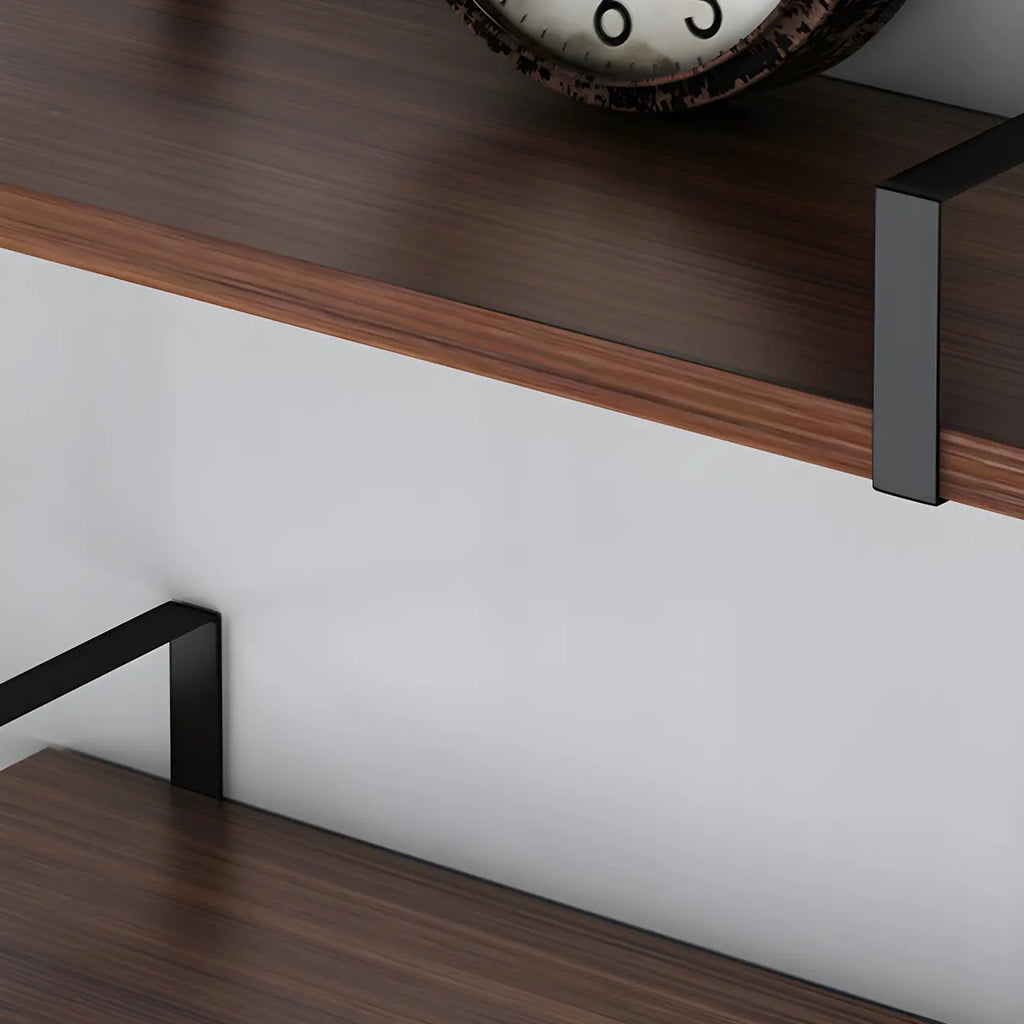 Industrial Wide 3-Tier Wooden Floating Bookcase