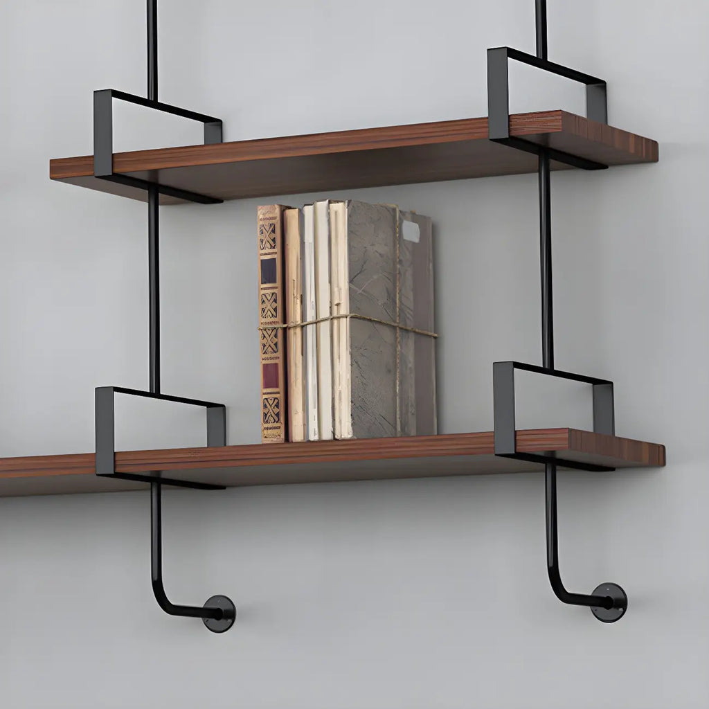 Industrial Wide 3-Tier Wooden Floating Bookcase