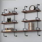 Industrial Wide 3-Tier Wooden Floating Bookcase