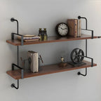 Industrial Wide 3-Tier Wooden Floating Bookcase