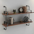 Industrial Wide 3-Tier Wooden Floating Bookcase