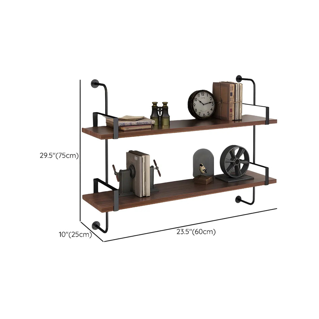 Industrial Wide 3-Tier Wooden Floating Bookcase