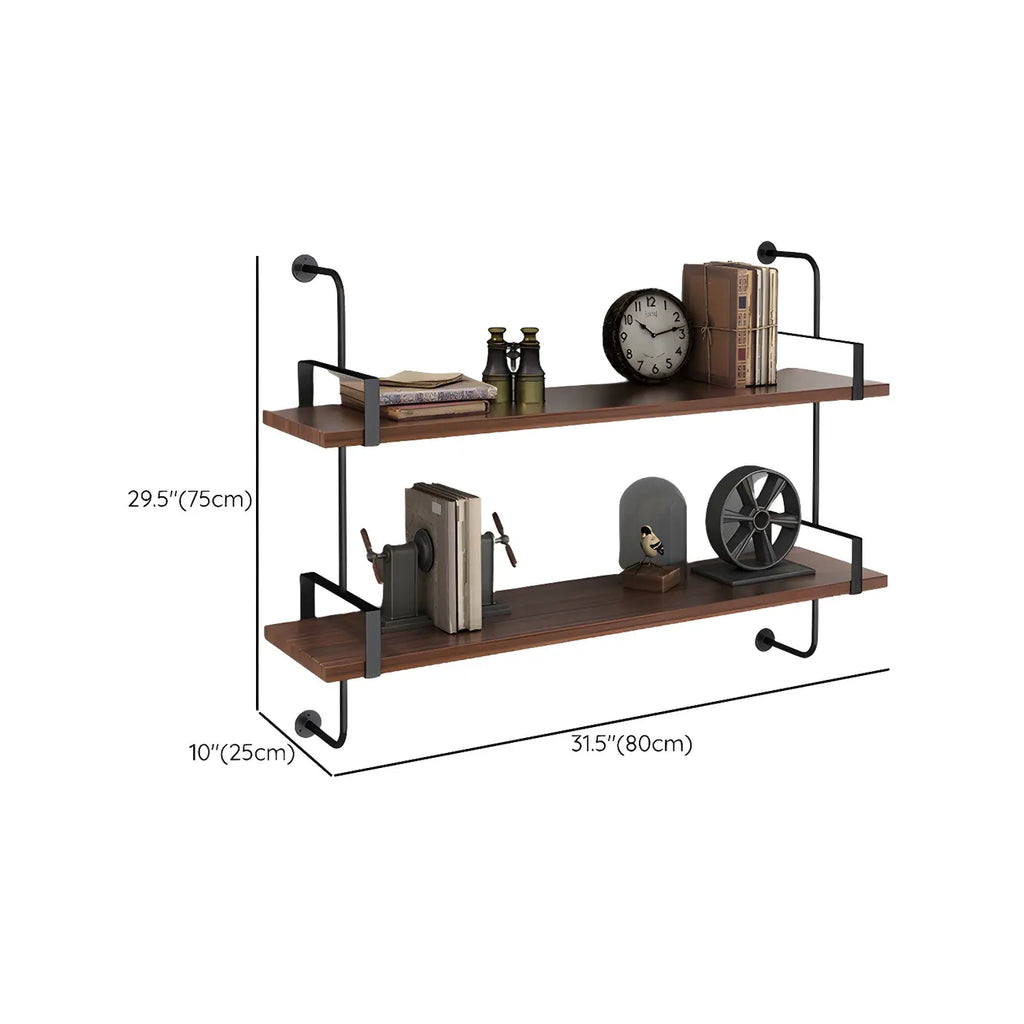 Industrial Wide 3-Tier Wooden Floating Bookcase