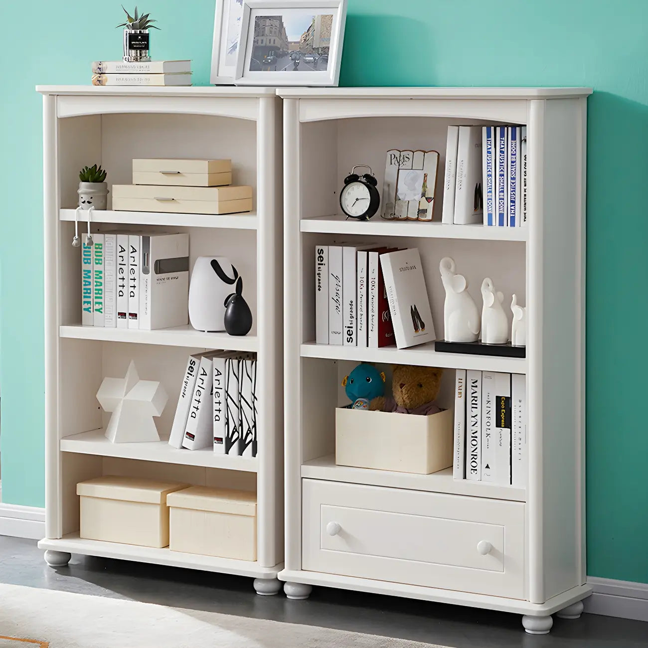 Modern Wooden Bookcase with Shelves for Living Room
