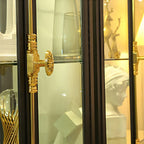 Black Metal Glass Shelves Display Cabinet with Lights