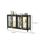 Black Metal Glass Shelves Display Cabinet with Lights