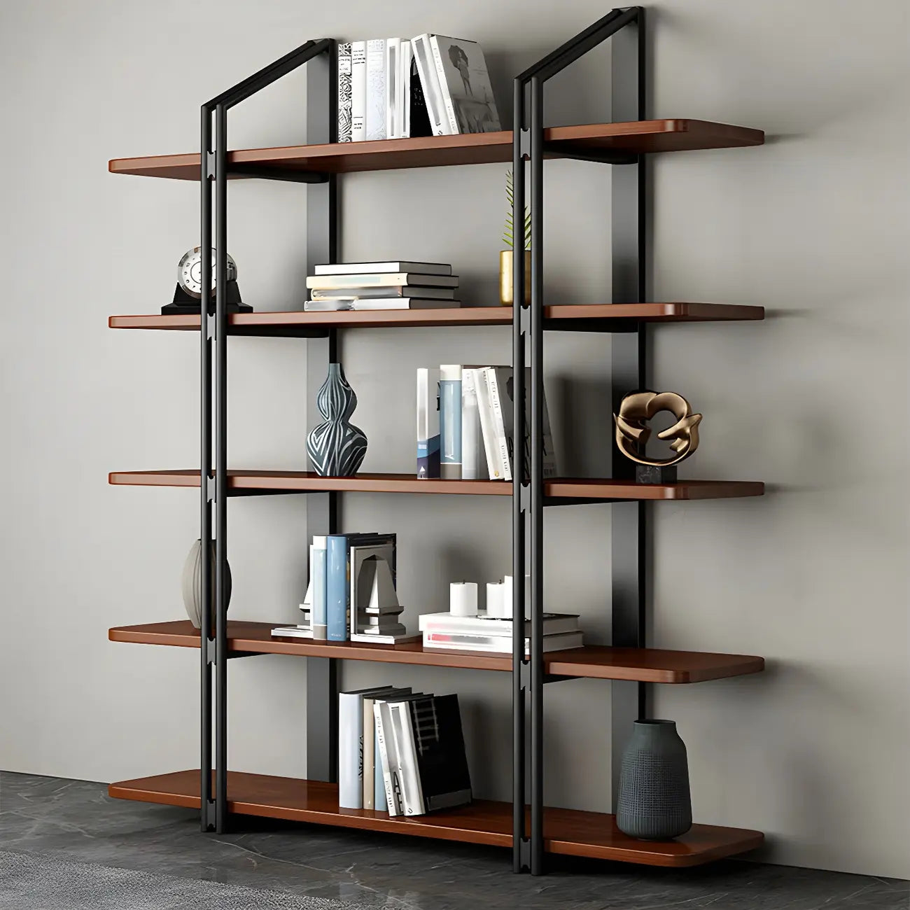 Etagere 5-Tier Pine Wood Open Display Bookcase
