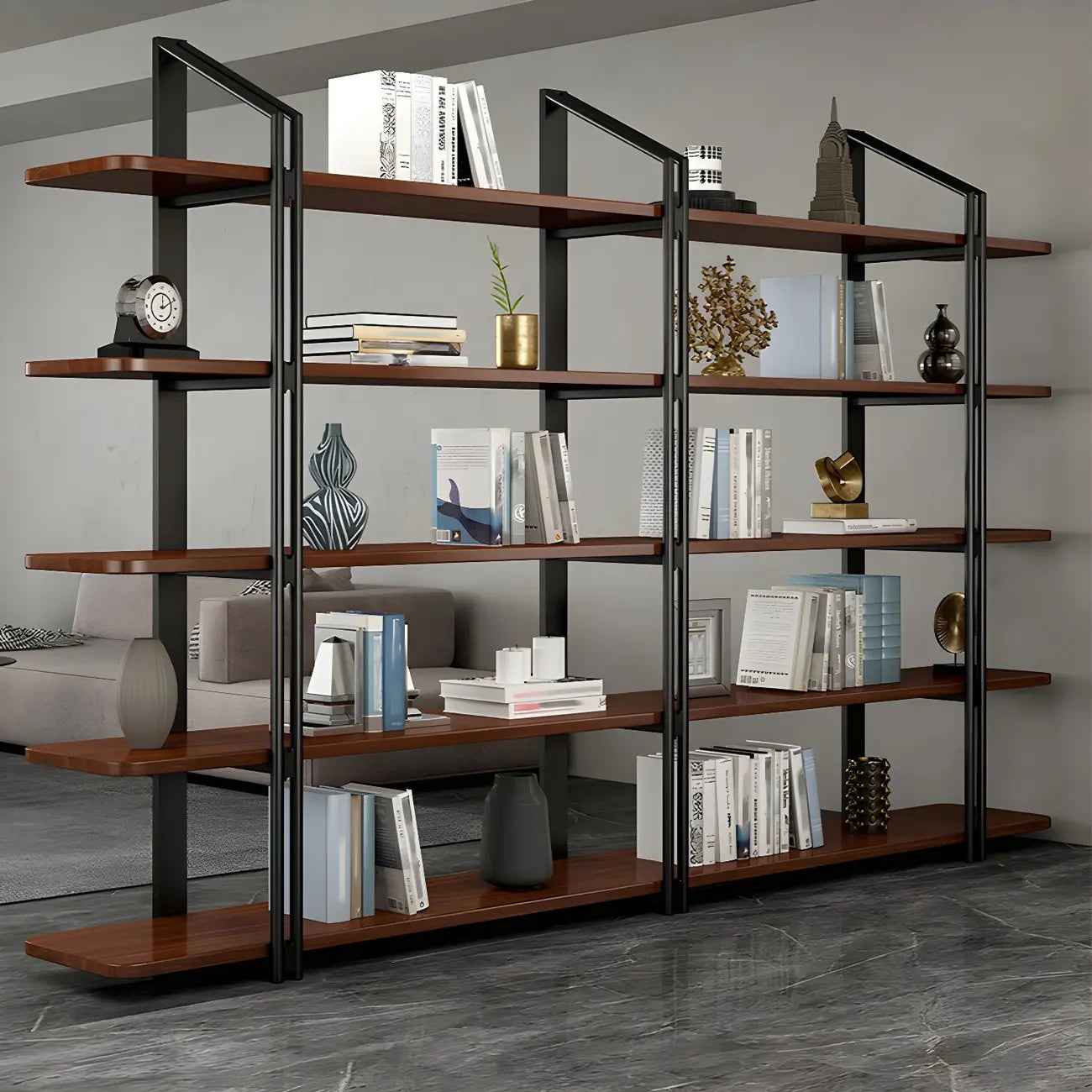 Etagere 5-Tier Pine Wood Open Display Bookcase