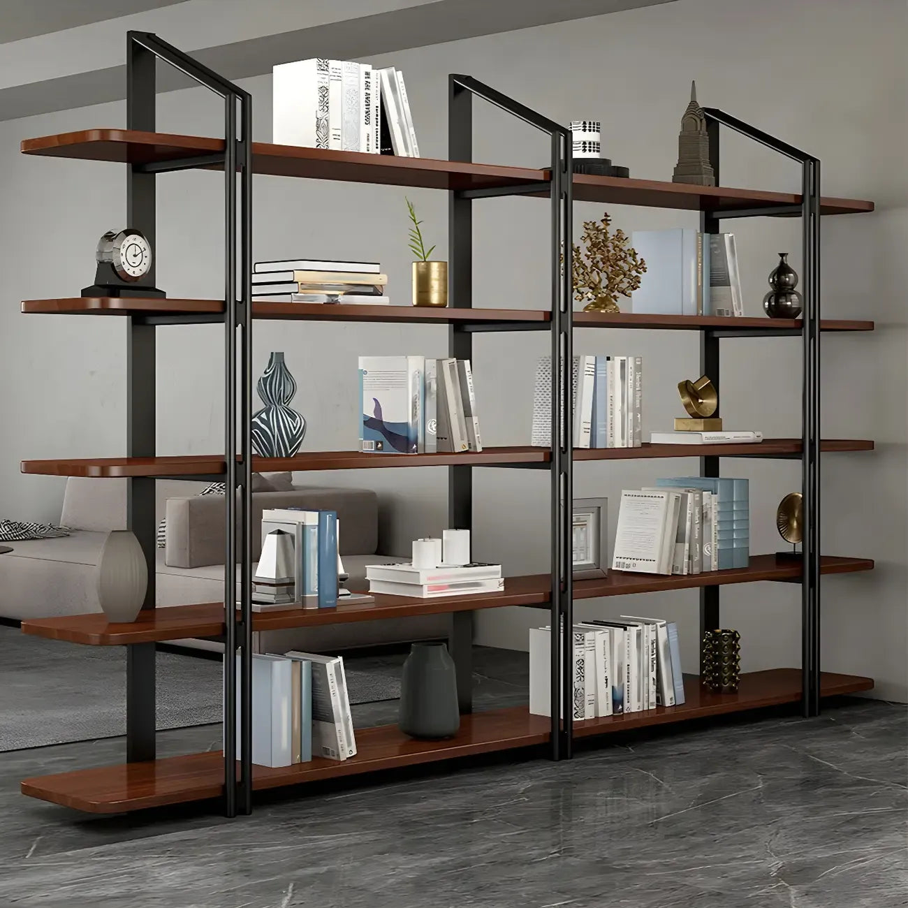 Etagere 5-Tier Pine Wood Open Display Bookcase