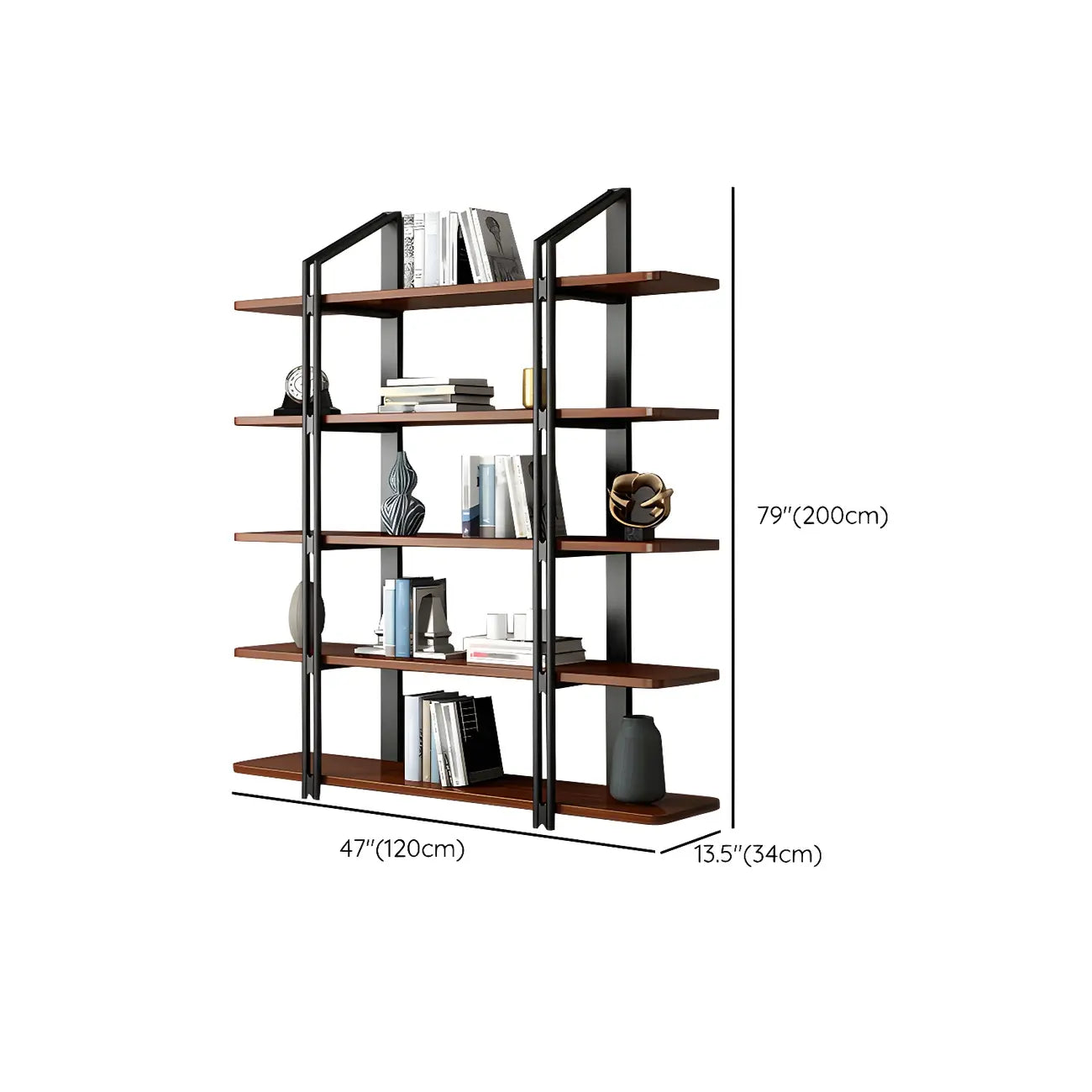 Etagere 5-Tier Pine Wood Open Display Bookcase