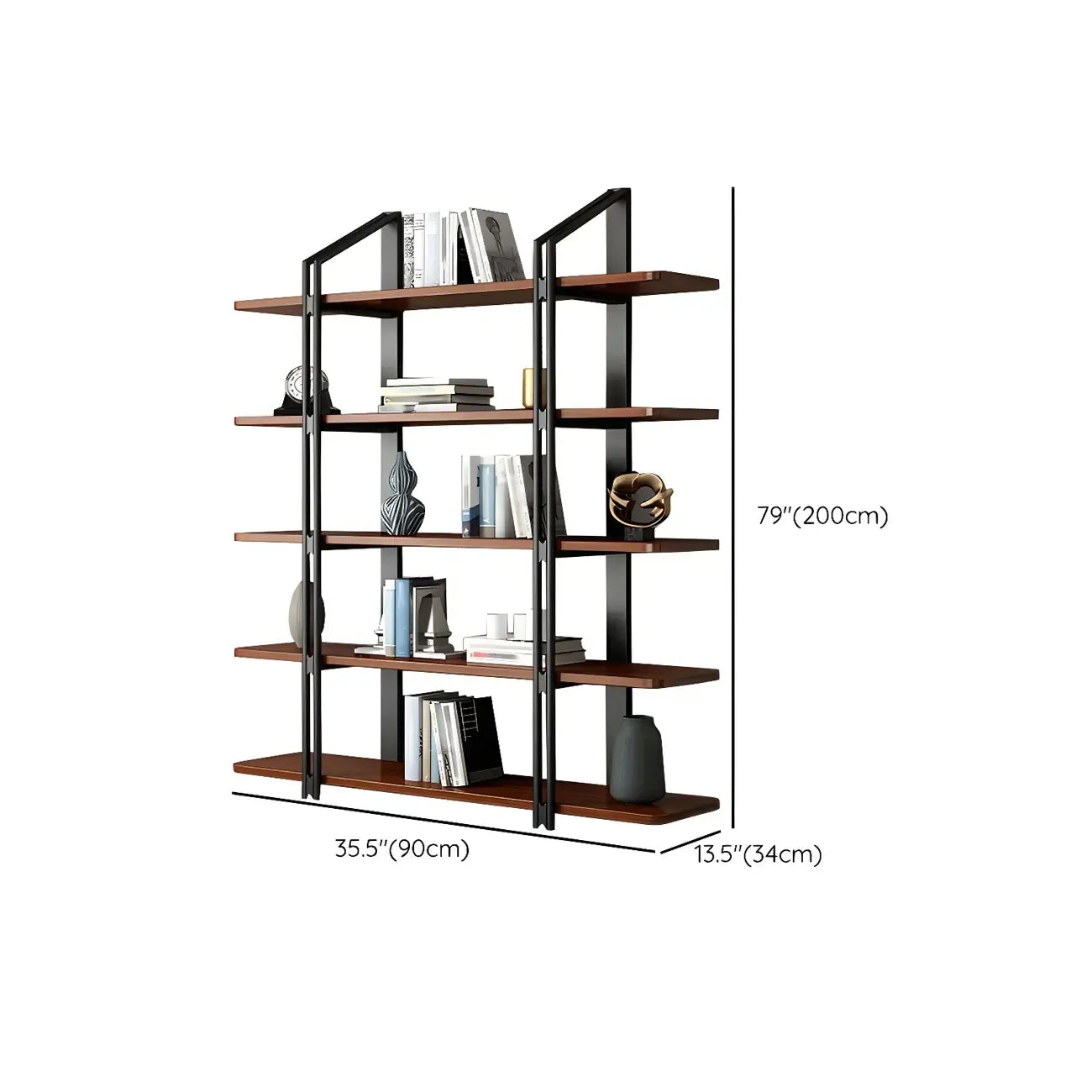 Etagere 5-Tier Pine Wood Open Display Bookcase
