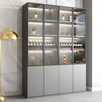 Grey Wooden Glass Doors Display Cabinet with Drawers