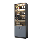 Grey Wooden Glass Doors Display Cabinet with Drawers
